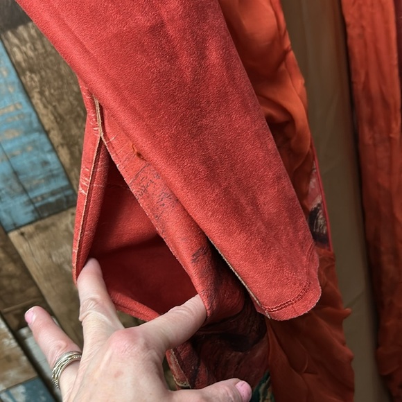 Medium heavy artsy removable scarf soft brushed long jacket top - Picture 9 of 16